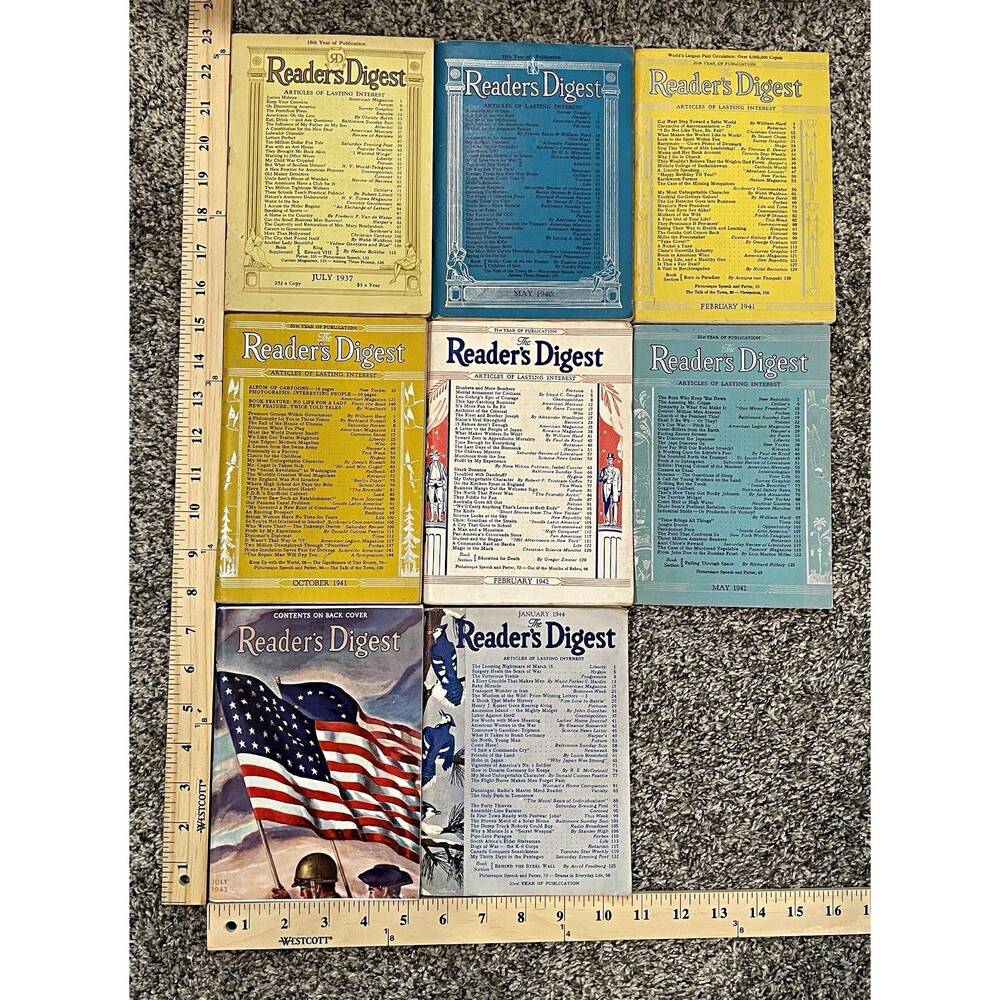 Reader's Digest Magazine Lot (8) 1937-1943 July 1943 Issue English Monthly